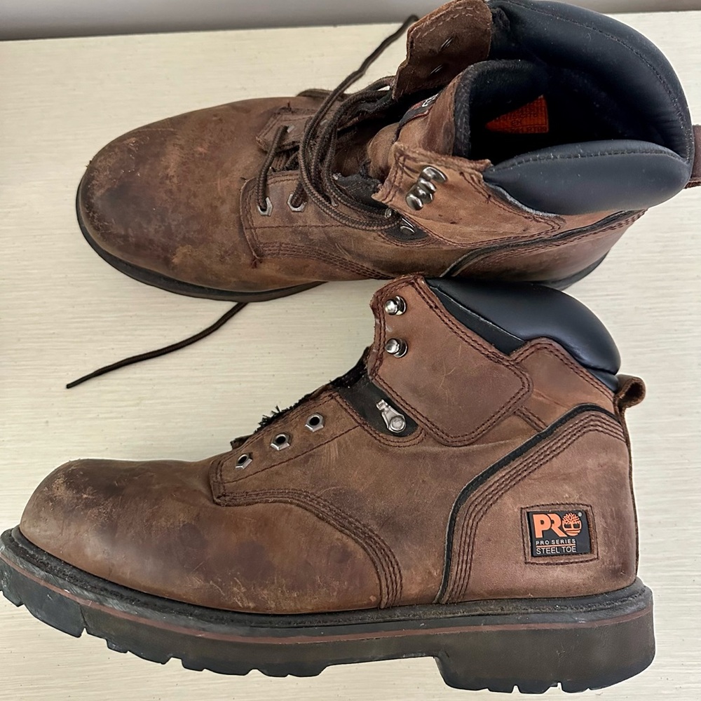 Men’s Timberland PRO steel toe boots. Size 12. Worn but in good shape.